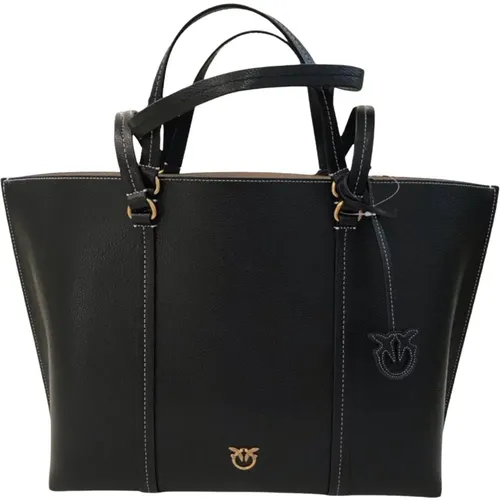 Schwarze Leder Shopper Tasche PINKO - pinko - Modalova