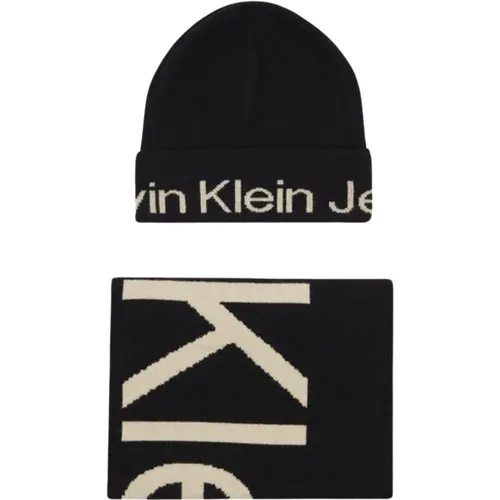 Schal und Mütze Set - Noir Kollektion , Damen, Größe: ONE Size - Calvin Klein - Modalova