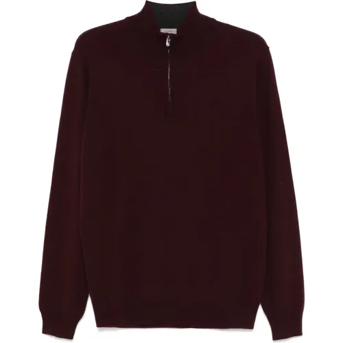 Luxuriöser Wolle-Kaschmir Half-Zip Pullover , Herren, Größe: 2XL - Corneliani - Modalova