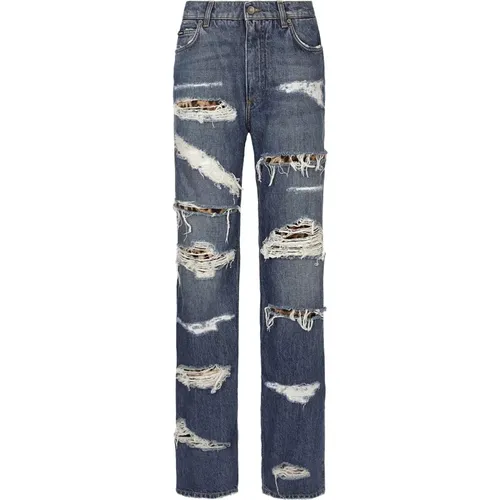 Ripped Wide Leg Jeans , male, Sizes: 2XS - Dolce & Gabbana - Modalova