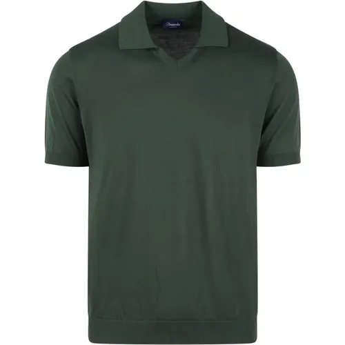 Buttonless Cotton Polo Shirt , male, Sizes: L, XL - Drumohr - Modalova