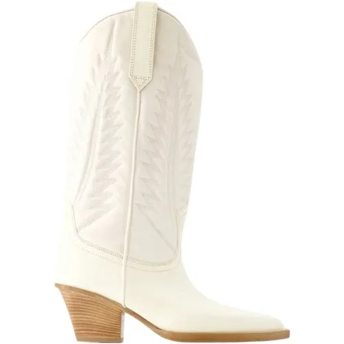 Schlangen-geprägte Lederstiefel - Beige , Damen, Größe: 36 EU - Paris Texas - Modalova