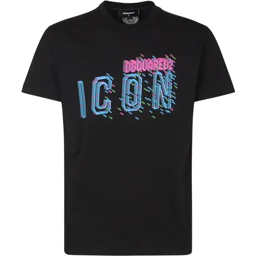 Pixeled Icon Cool Fit Tee , male, Sizes: M - Dsquared2 - Modalova