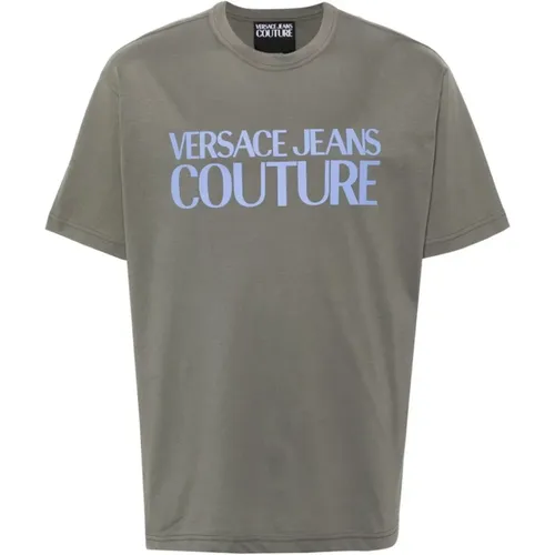Herren Graue T-Shirts Polos Ss24 , Herren, Größe: L - Versace Jeans Couture - Modalova