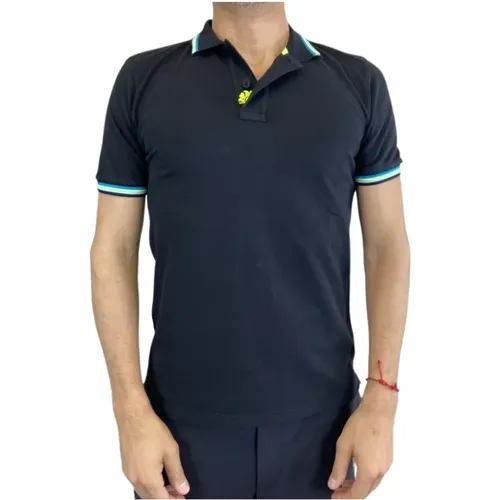 Fluorescent Line Black Polo Shirt , Herren, Größe: L - Sundek - Modalova