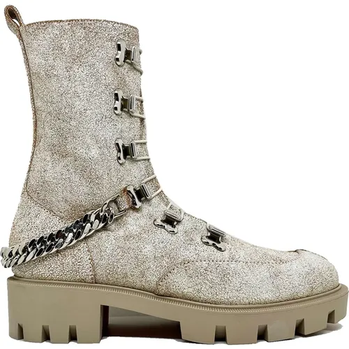 Glitter Finish Leather Boots Lace Up , female, Sizes: 2 UK - Christian Louboutin - Modalova