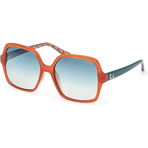 Stylische Sonnenbrille mit blauen Gläsern , Damen, Größe: 56 MM - Guess - Modalova