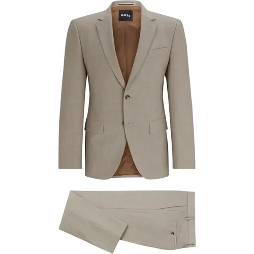 Blended wool suit, slim fit, full lined , male, Sizes: 4XL, L, 2XL - Hugo Boss - Modalova
