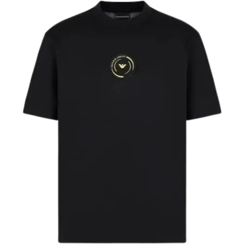 Schwarzes T-Shirt mit Adler-Patch , Herren, Größe: L - Emporio Armani - Modalova