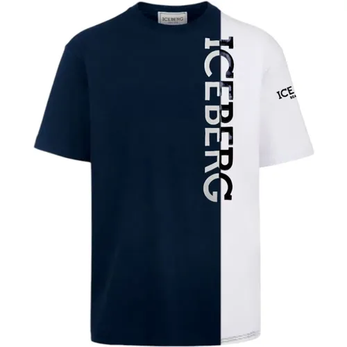 Kurzarm Baumwoll Jersey T-shirt , Herren, Größe: L - Iceberg - Modalova