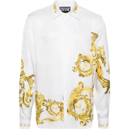Weißes Twill Panel Aquarellhemd , Herren, Größe: S - Versace Jeans Couture - Modalova