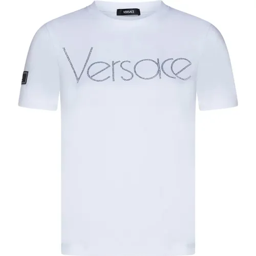 Kristall Logo T-shirts und Polos , Damen, Größe: XS - Versace - Modalova