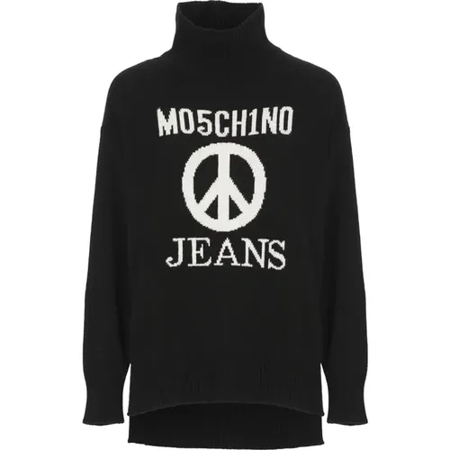 Wool Blend Sweater with Logo , female, Sizes: M, S, XS - Moschino - Modalova