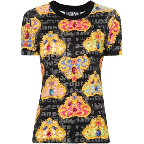 Heart Couture-print T-shirt , female, Sizes: M, L, S, XL - Versace Jeans Couture - Modalova