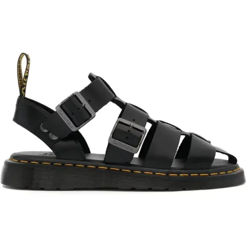 Schwarze Caged Sandalen Logo Leder , Herren, Größe: 44 EU - Dr. Martens - Modalova