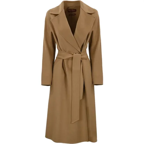 Camel Wool Blend Wrap Coat , female, Sizes: M - Max Mara Studio - Modalova