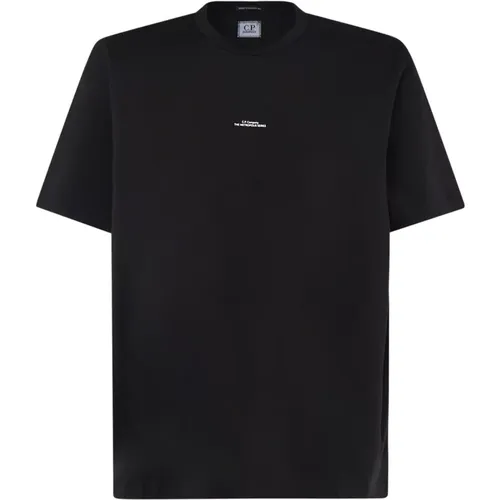 Schwarzes Baumwoll-T-Shirt mit Logo - C.P. Company - Modalova