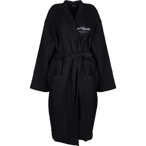 Waffle Bathrobe with Logo , female, Sizes: M - Karl Lagerfeld - Modalova