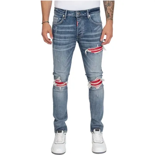 Rote Ripped Biker Jeans, Rotes Label , Herren, Größe: W36 - My Brand - Modalova