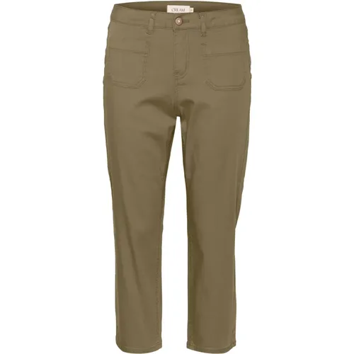 Cropped Trousers , female, Sizes: W24, W29, W28 - Cream - Modalova