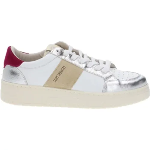 Leder Damen Sneakers Weiß/Silber , Damen, Größe: 39 EU - SAINT SNEAKERS - Modalova