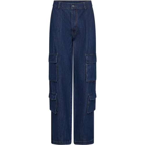 Dark Denim Cargo Pants , female, Sizes: M, L - Co'Couture - Modalova