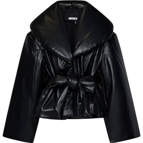 Eco-Leather Puffer Jacket with Wide Collar , female, Sizes: XS, S - Rotate Birger Christensen - Modalova