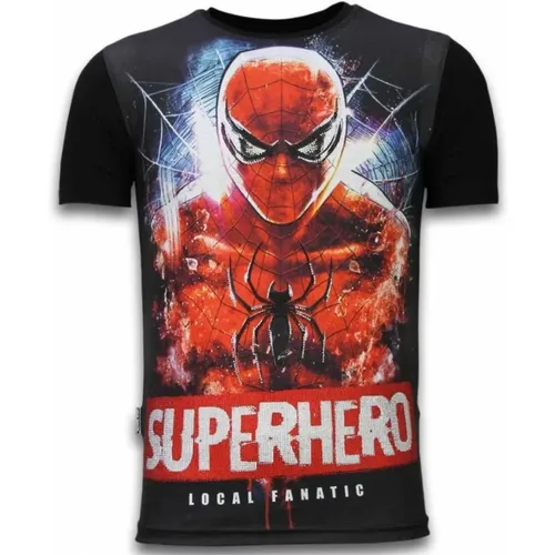 Superheld Spiderman Rhinestone - Herren T-Shirt - 11-6276Z , Herren, Größe: XL - Local Fanatic - Modalova