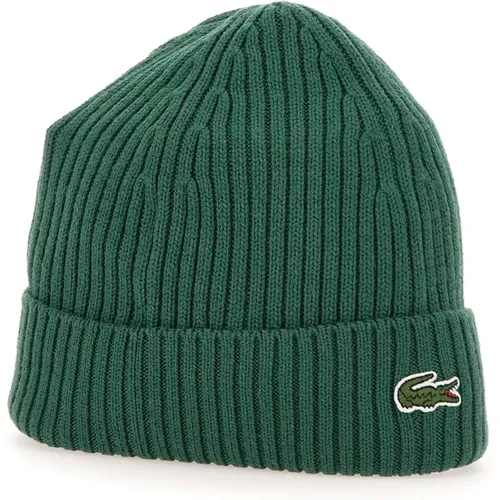 Wool Ribbed Knit Cap , male, Sizes: ONE SIZE - Lacoste - Modalova