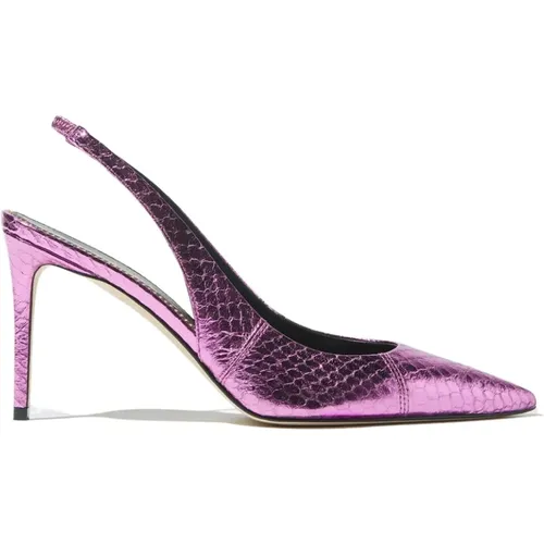 Fuchsia Elaphe Slingback Pumps , Damen, Größe: 39 1/2 EU - Scarosso - Modalova