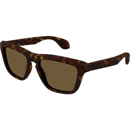 Sportliche Eckige Sonnenbrille Braune Gläser , Damen, Größe: 55 MM - Gucci - Modalova