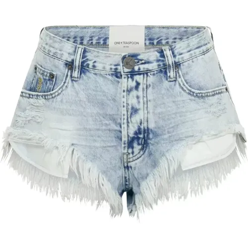 Blaue Low Rise Denim Shorts - One Teaspoon - Modalova