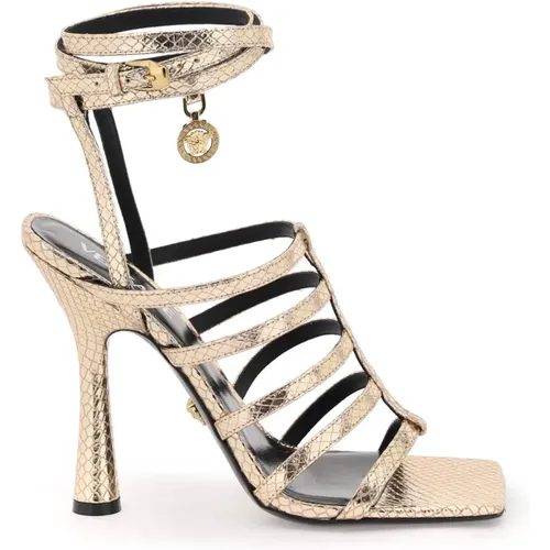 Lycia Struktur Sandalen mit Schlangeneffekt , Damen, Größe: 37 EU - Versace - Modalova