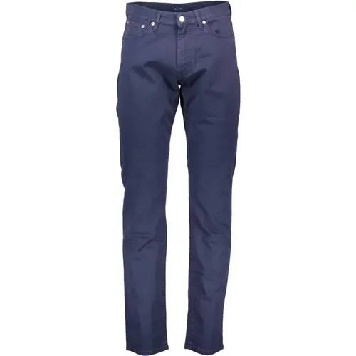 Blaue Slim Hose mit Logo Gant - Gant - Modalova