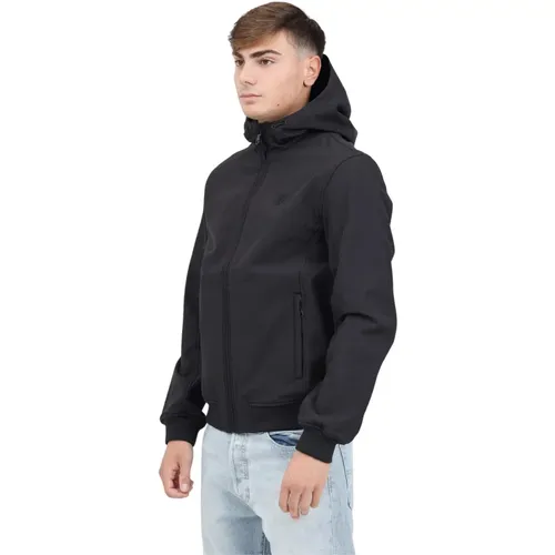 Schwarze Kapuzen-Zip-Up-Jacke , Herren, Größe: XL - Lyle & Scott - Modalova