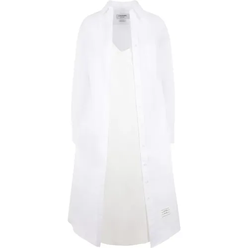 Oxford Cotton Dress with Silk Twill Negligée Insert , female, Sizes: XS - Thom Browne - Modalova