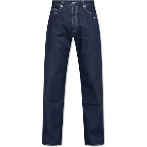 Jeans with logo , male, Sizes: W33, W34, W31, W32 - Off White - Modalova