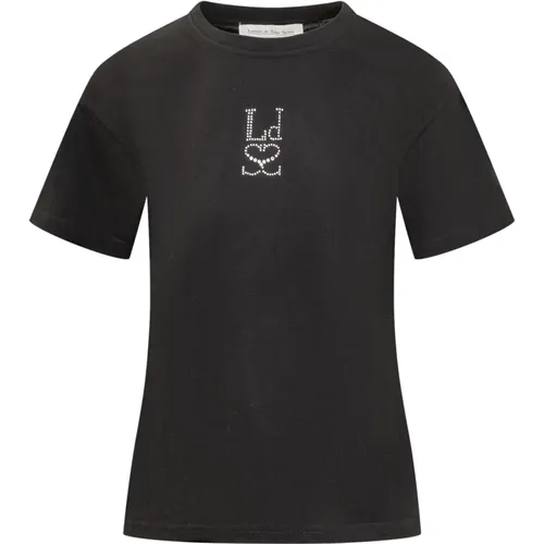 Schwarzes T-Shirt mit Strass-Monogramm - Ludovic de Saint Sernin - Modalova