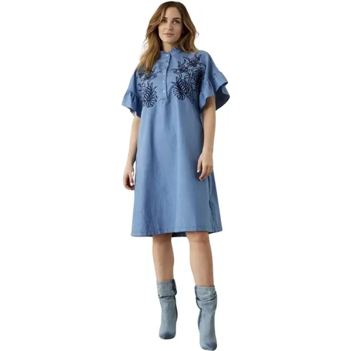 Denim Dress with Ruffle Details , female, Sizes: XL - IN Front - Modalova