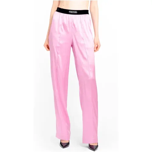 Seidensatin Pyjamahose Primel lila , Damen, Größe: S - Tom Ford - Modalova