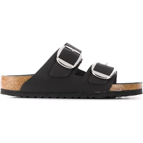 Schwarze Ledersandalen mit Korkfußbett - Birkenstock - Modalova