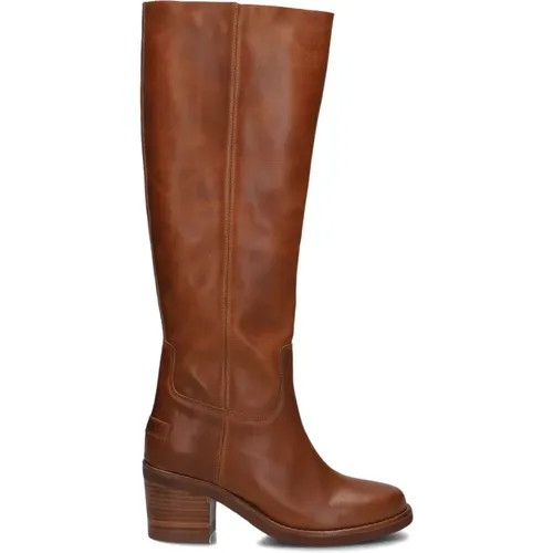 Cognac Leder Hohe Stiefel Puk Tuba , Damen, Größe: 38 EU - Shabbies - Modalova