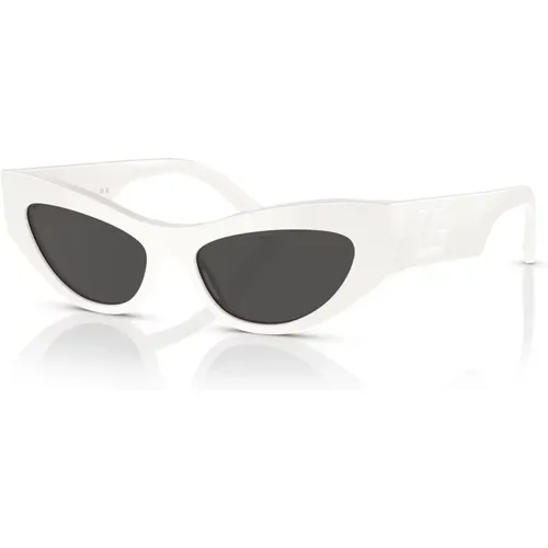 Weiße/Dunkelgraue Sonnenbrille , Damen, Größe: 52 MM - Dolce & Gabbana - Modalova