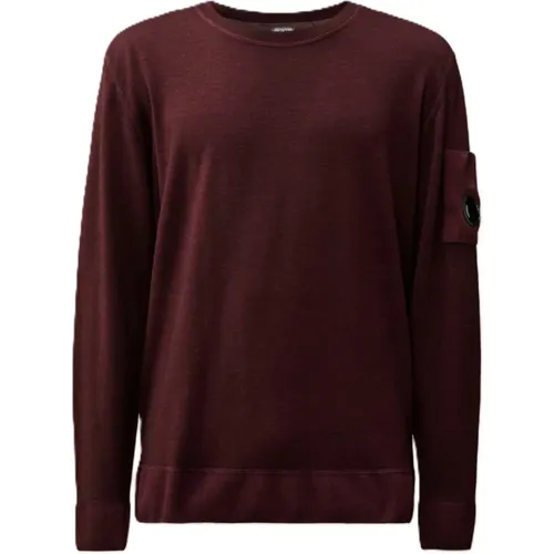 Bordeaux Merinowolle Pullover , Herren, Größe: M - C.P. Company - Modalova