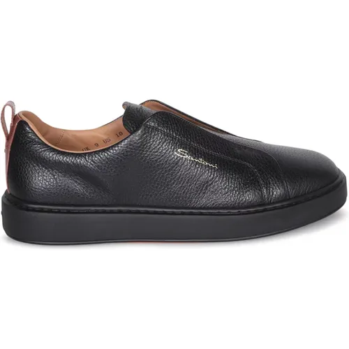 Schwarze Sneakers für Männer , Herren, Größe: 42 1/2 EU - Santoni - Modalova