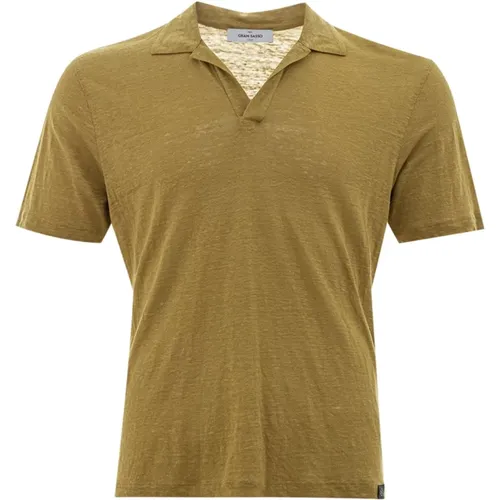 Linen Buttonless Polo Tennis Shirt , male, Sizes: L - Gran Sasso - Modalova