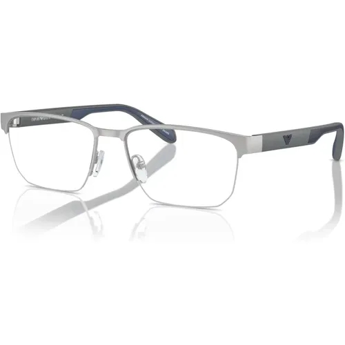 Matte Silver Eyewear Frames Ea1168 , unisex, Größe: 56 MM - Emporio Armani - Modalova