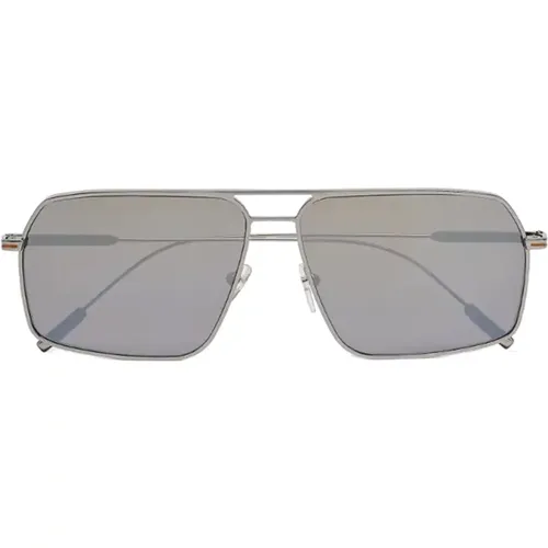 Quadratische Metall-Sonnenbrille mit Silberspiegel , Herren, Größe: 62 MM - Ermenegildo Zegna - Modalova