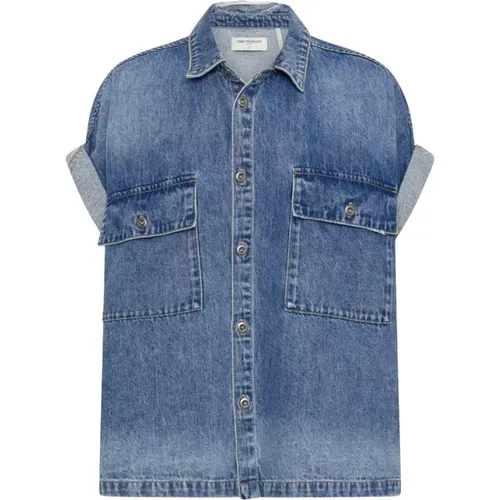 Denim Kurzarm Oversized Hemd , Damen, Größe: M - One Teaspoon - Modalova