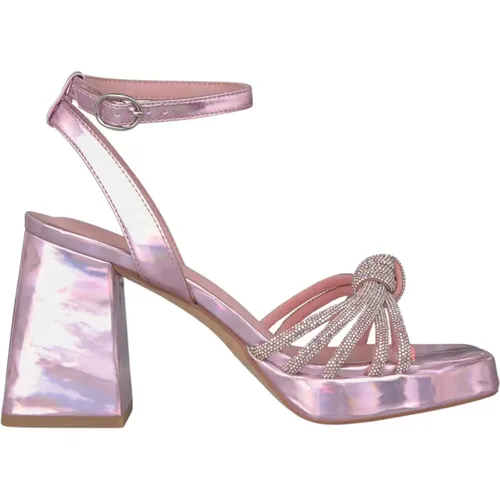 Rhinestone Knot Heel Sandal , female, Sizes: 5 UK, 8 UK - Alma en Pena - Modalova